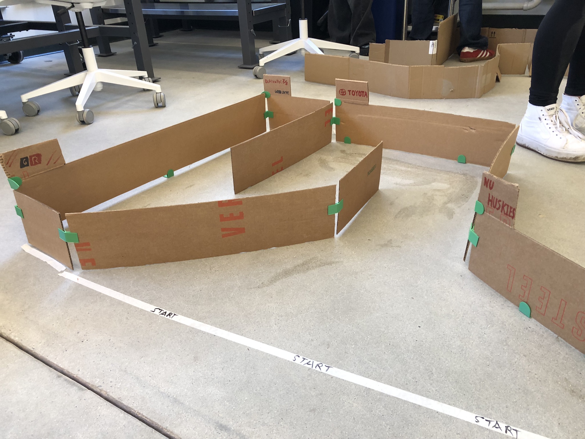 Team Toyota modular maze with 45-degree angled walls